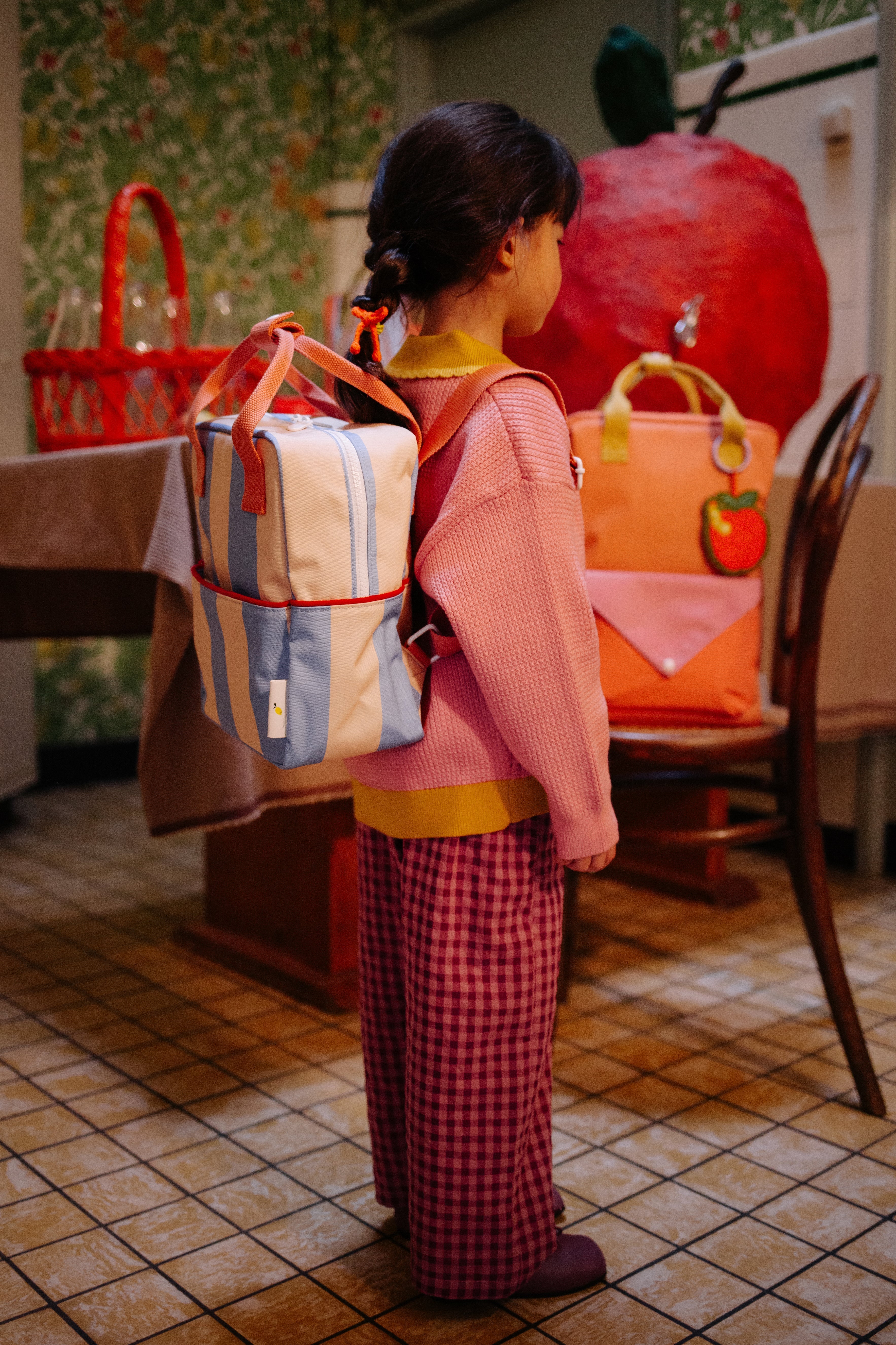 Sticky Lemon Backpack Small | Stripes | Cloud Blue + Twiggy Beige
