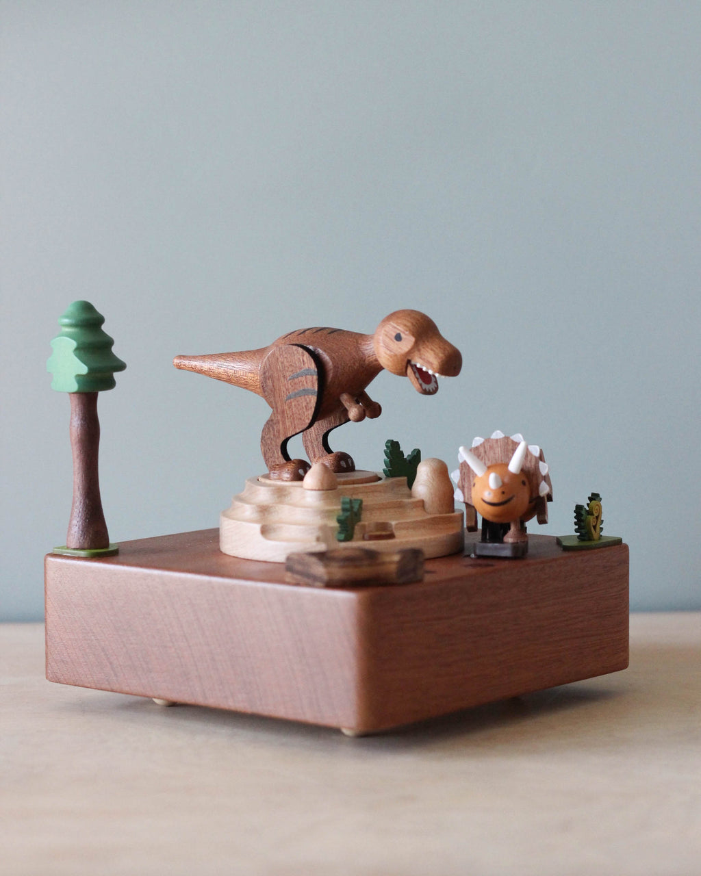 Wooden Dinosaur Music Box