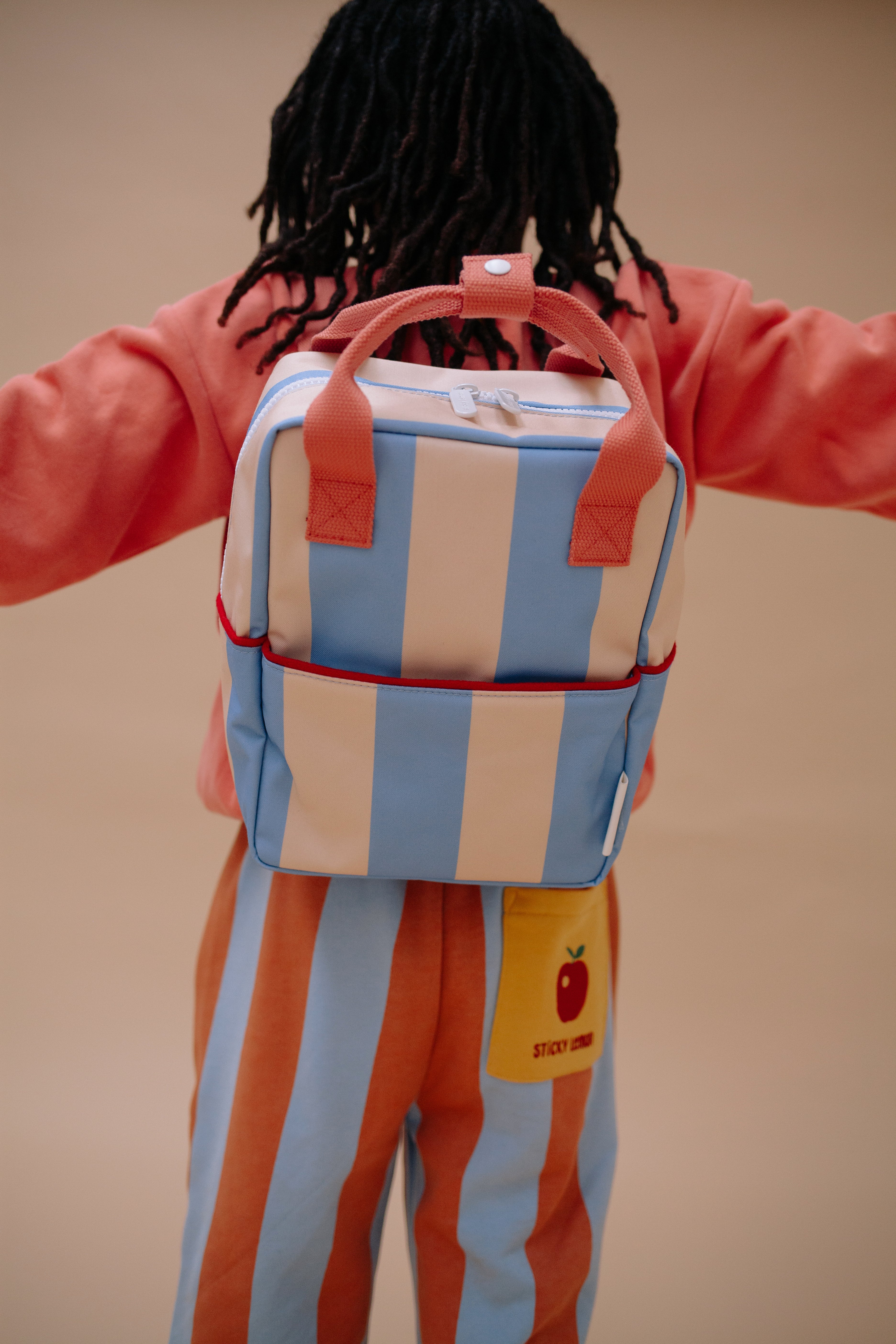 Sticky Lemon Backpack Small | Stripes | Cloud Blue + Twiggy Beige