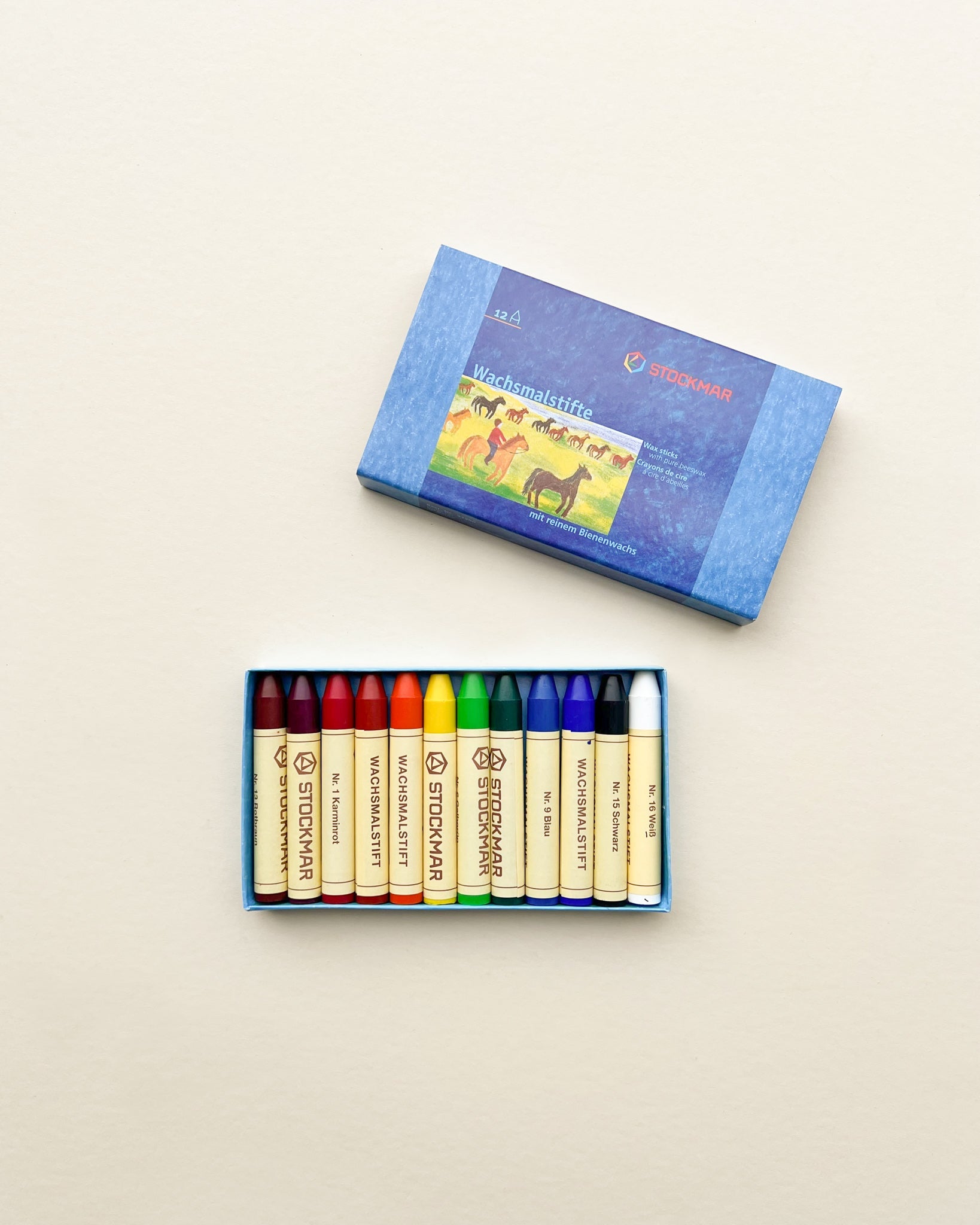 Stockmar Wax Stick Crayons Box - 12 Assorted