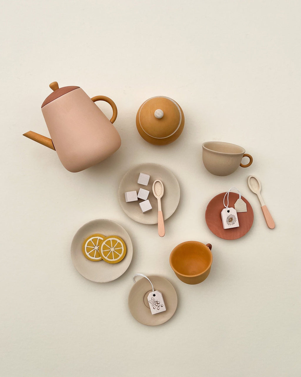 Sabo Concept Handmade Wooden Tea Set - Flower