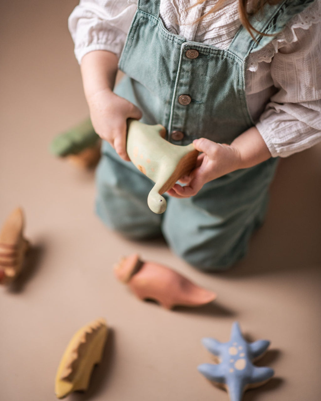 Handmade Wooden Triceratops Dinosaur