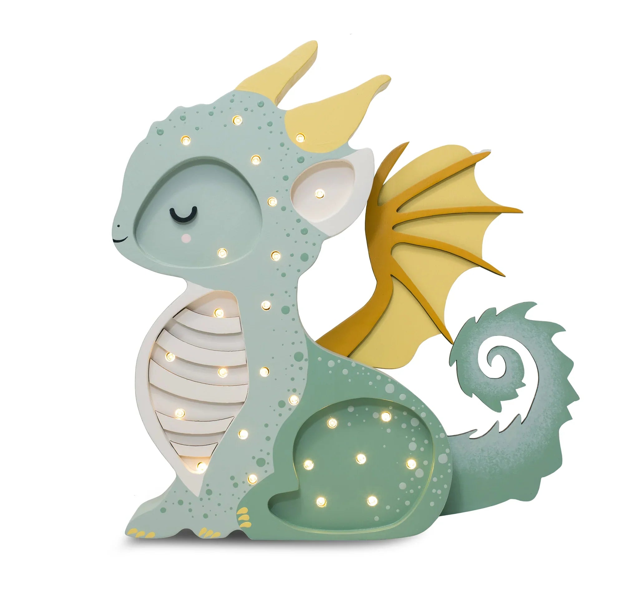Handmade Wooden Lamp - Dragon, Hunter Green