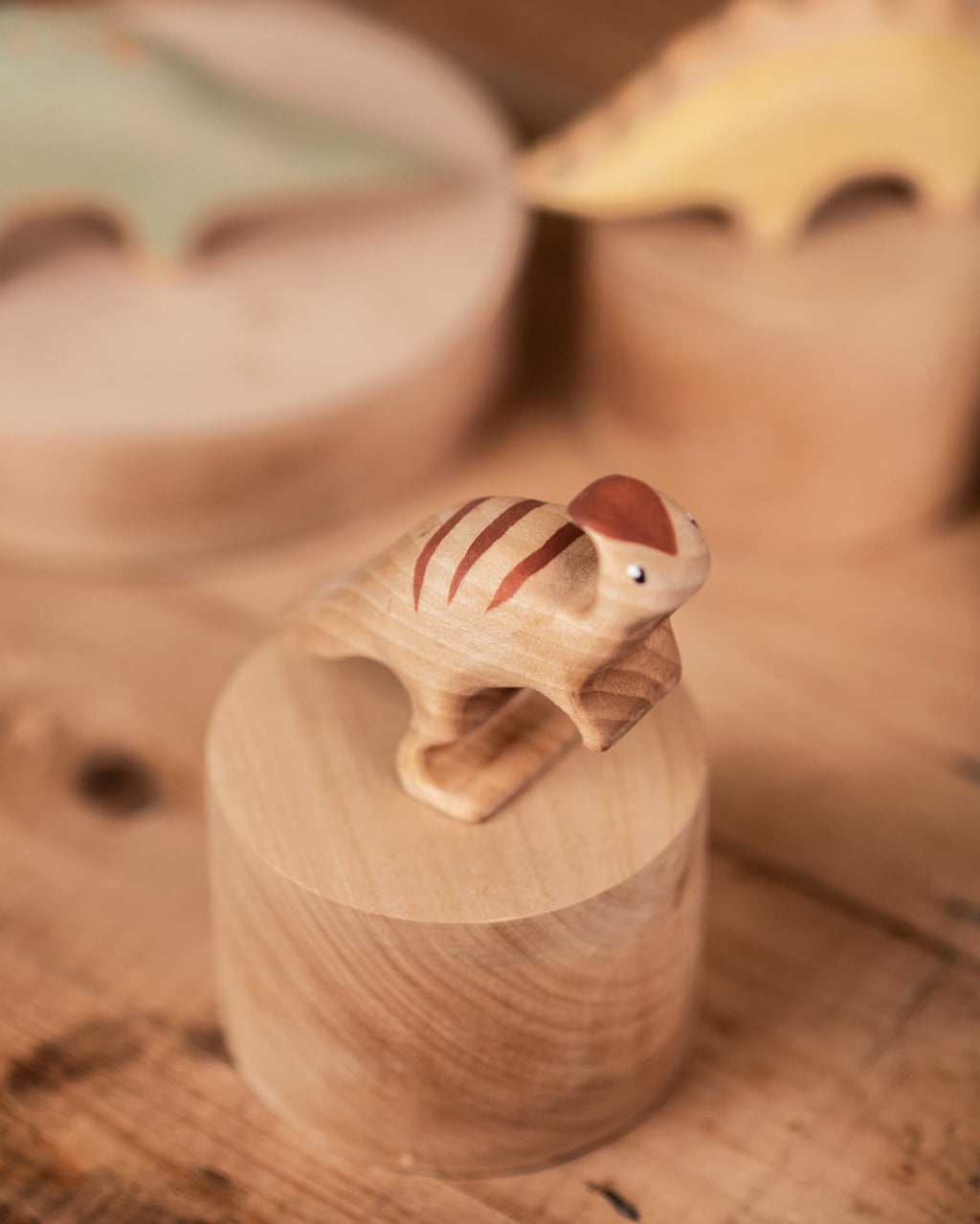 Handmade Wooden Parasaurolophus Dinosaur