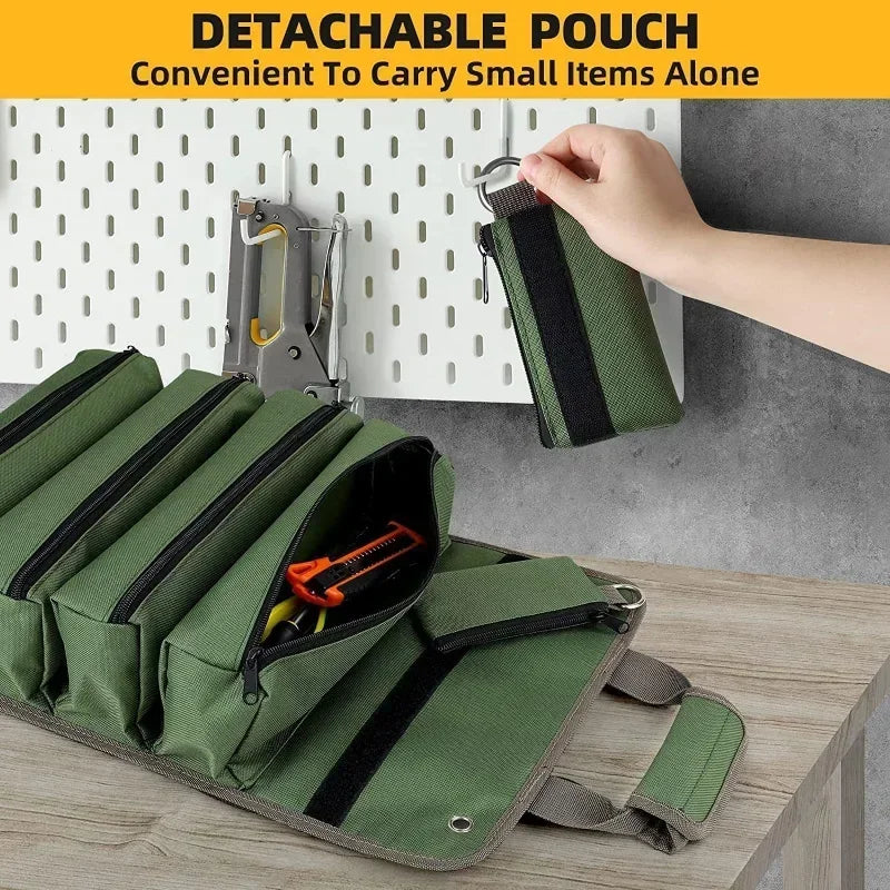 Roll Up Tool Bag Organizer – 4 Compartments, Water-Resistant Oxford