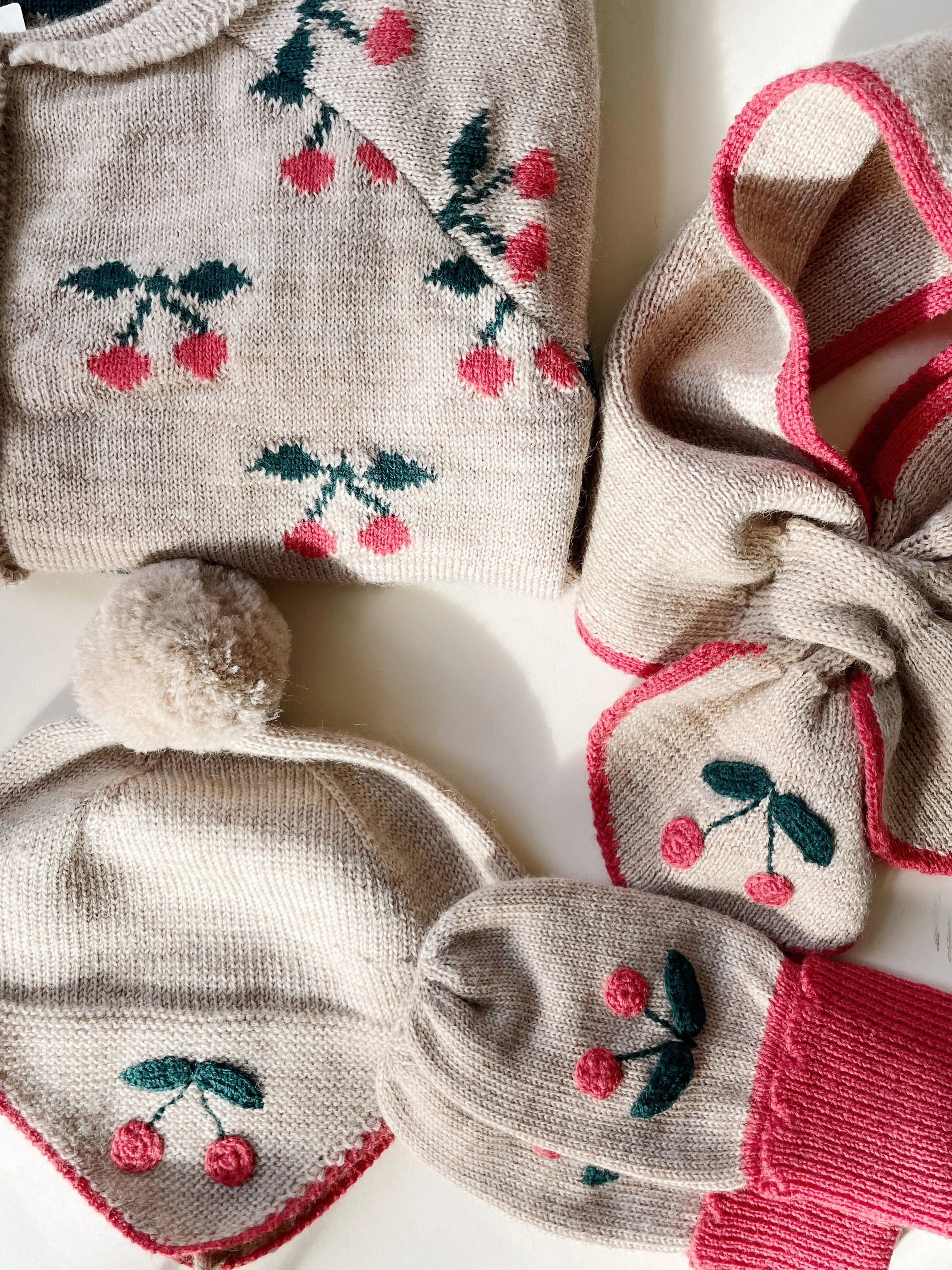 Sonja Knit Mittens - Beige Melange