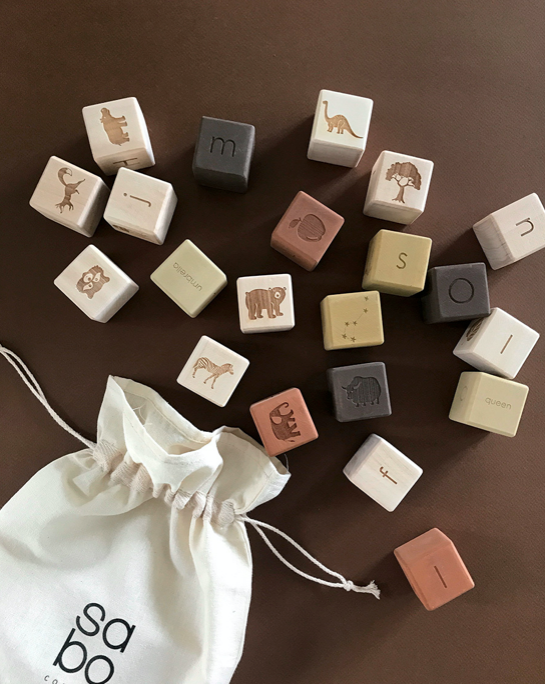 Sabo Concept Alphabet Wooden Blocks - Olive