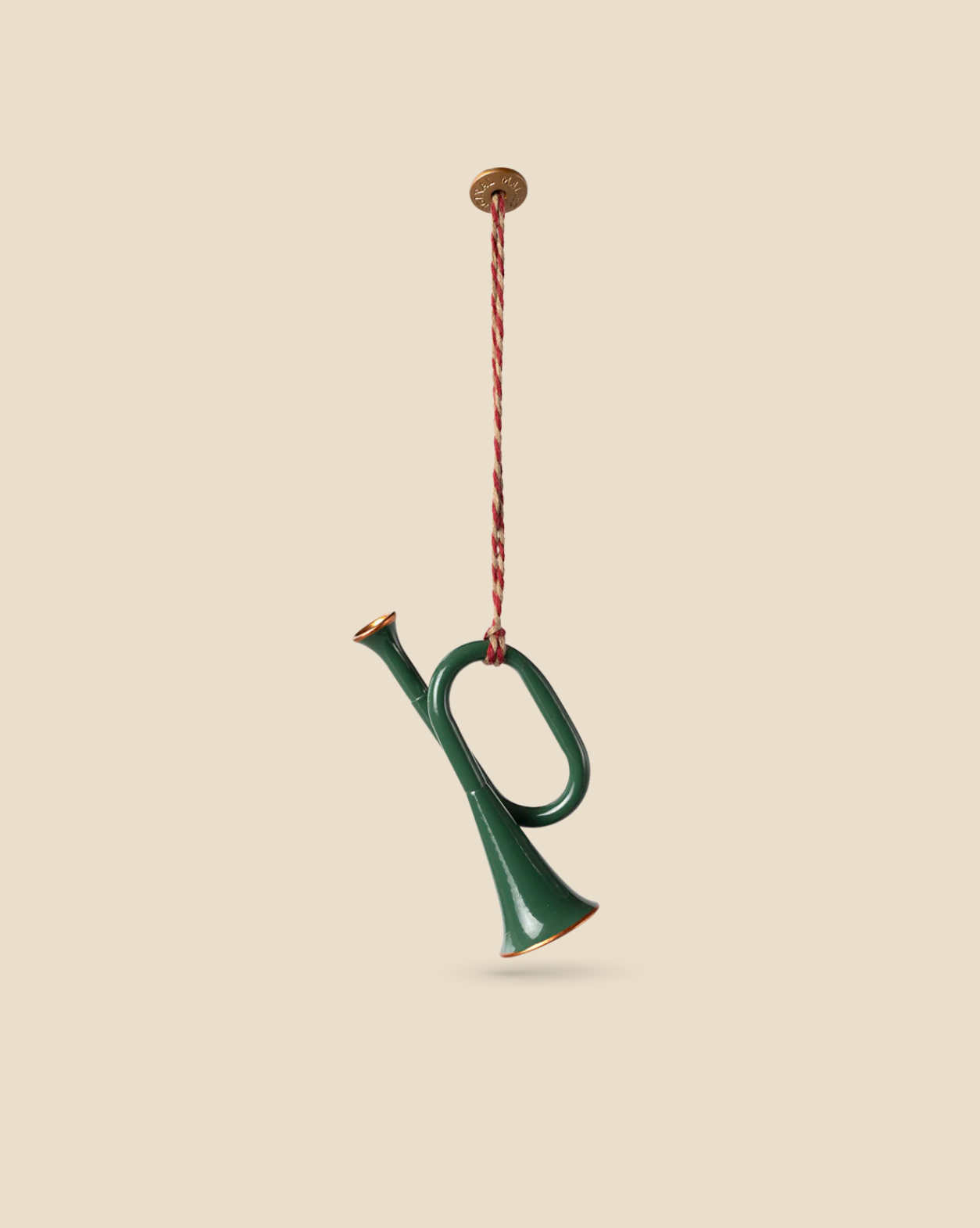 Maileg Metal Ornament - Trumpet, Dark Green