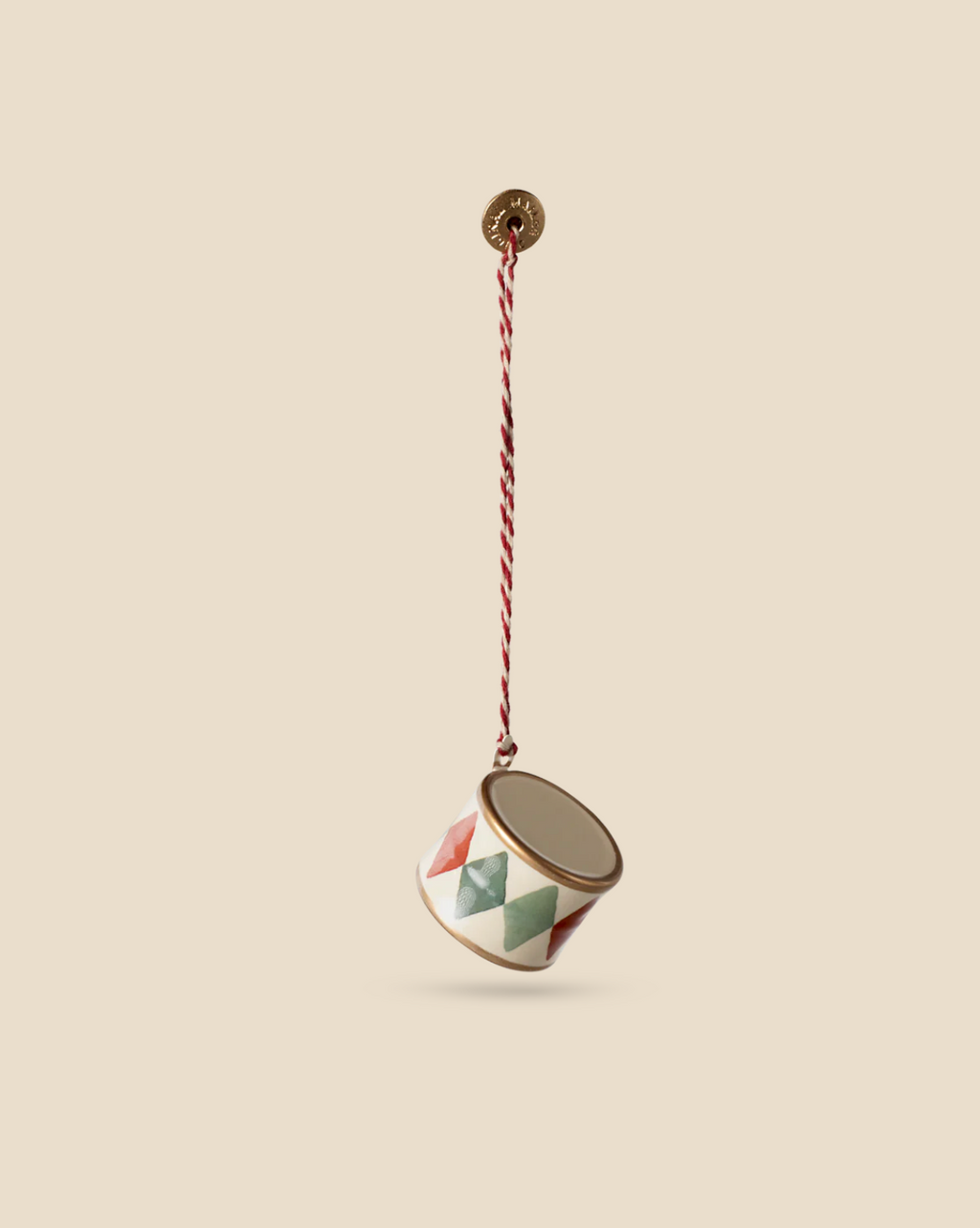Maileg Metal Ornament - Small Drum, Classic Green