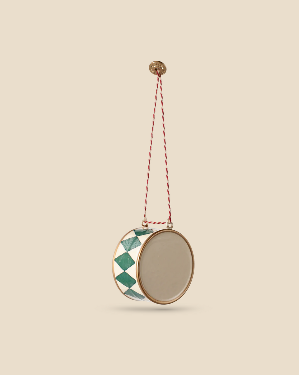 Maileg Metal Ornament - Large Drum, Dark Green