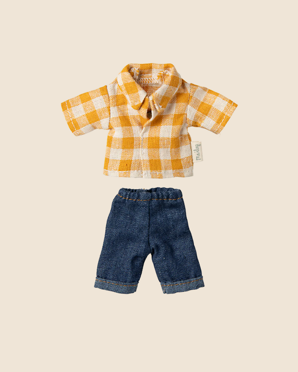 Maileg Dad Mouse In Yellow Checkered Shirt