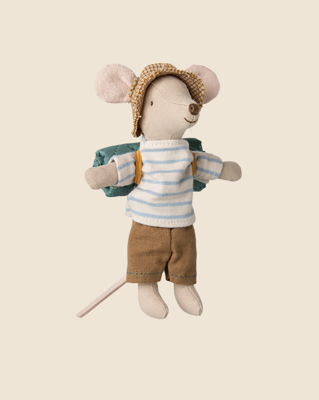 Maileg Hiker Mouse With Light Blue Striped Shirt - Big Brother