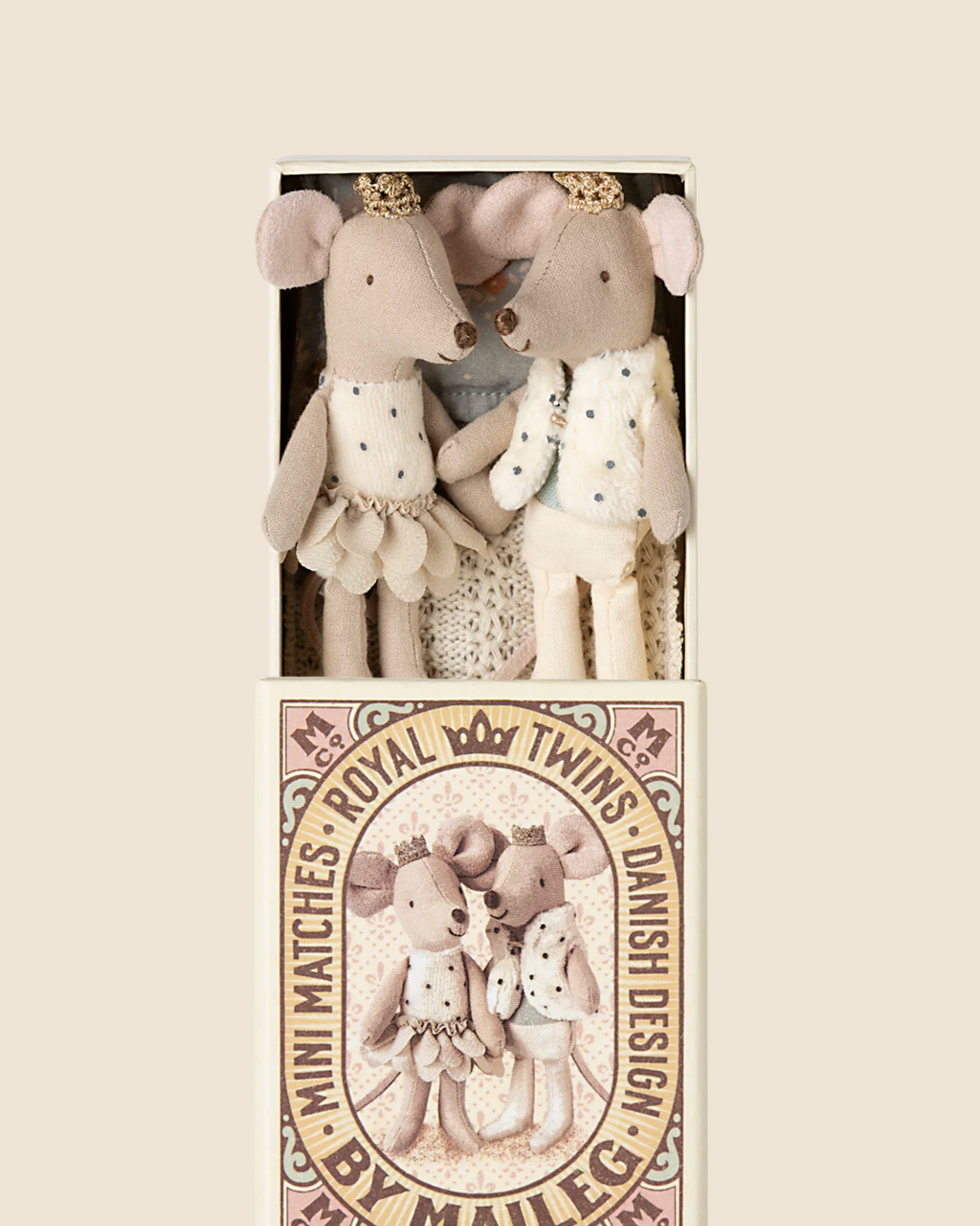 Maileg Royal Twin Mice In Matchbox, Little Sister and Little Brother