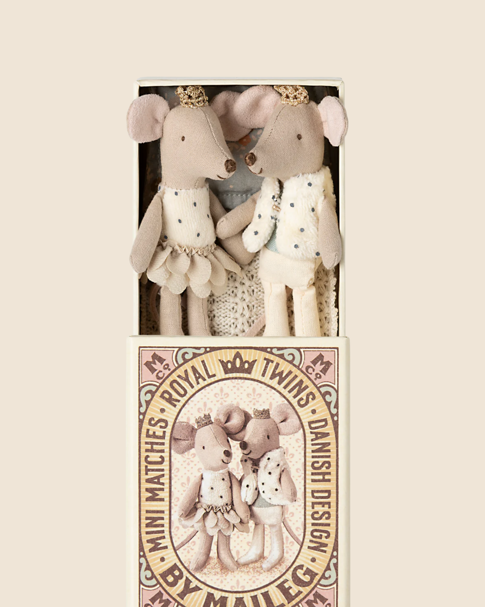 Maileg Royal Twin Mice In Matchbox, Little Sister and Little Brother