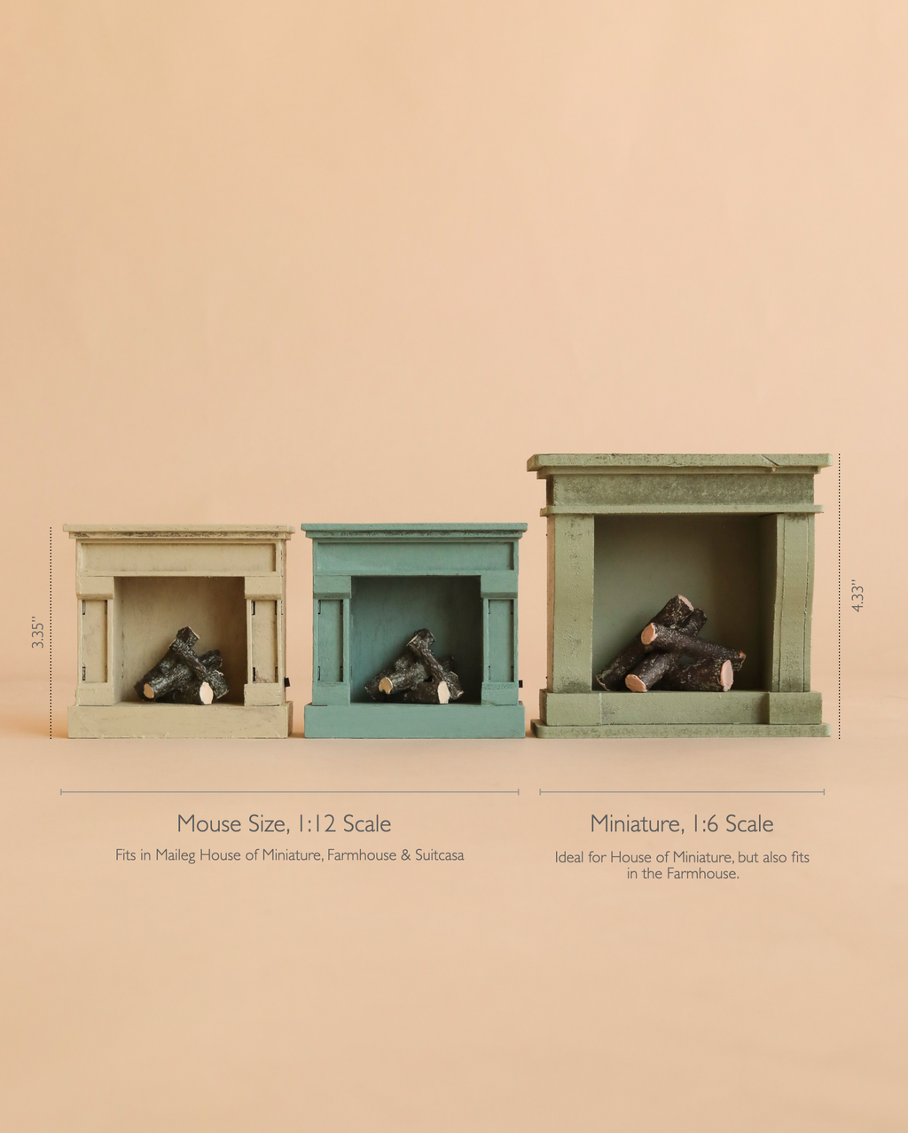Maileg Fireplace, Miniature - Dusty Green
