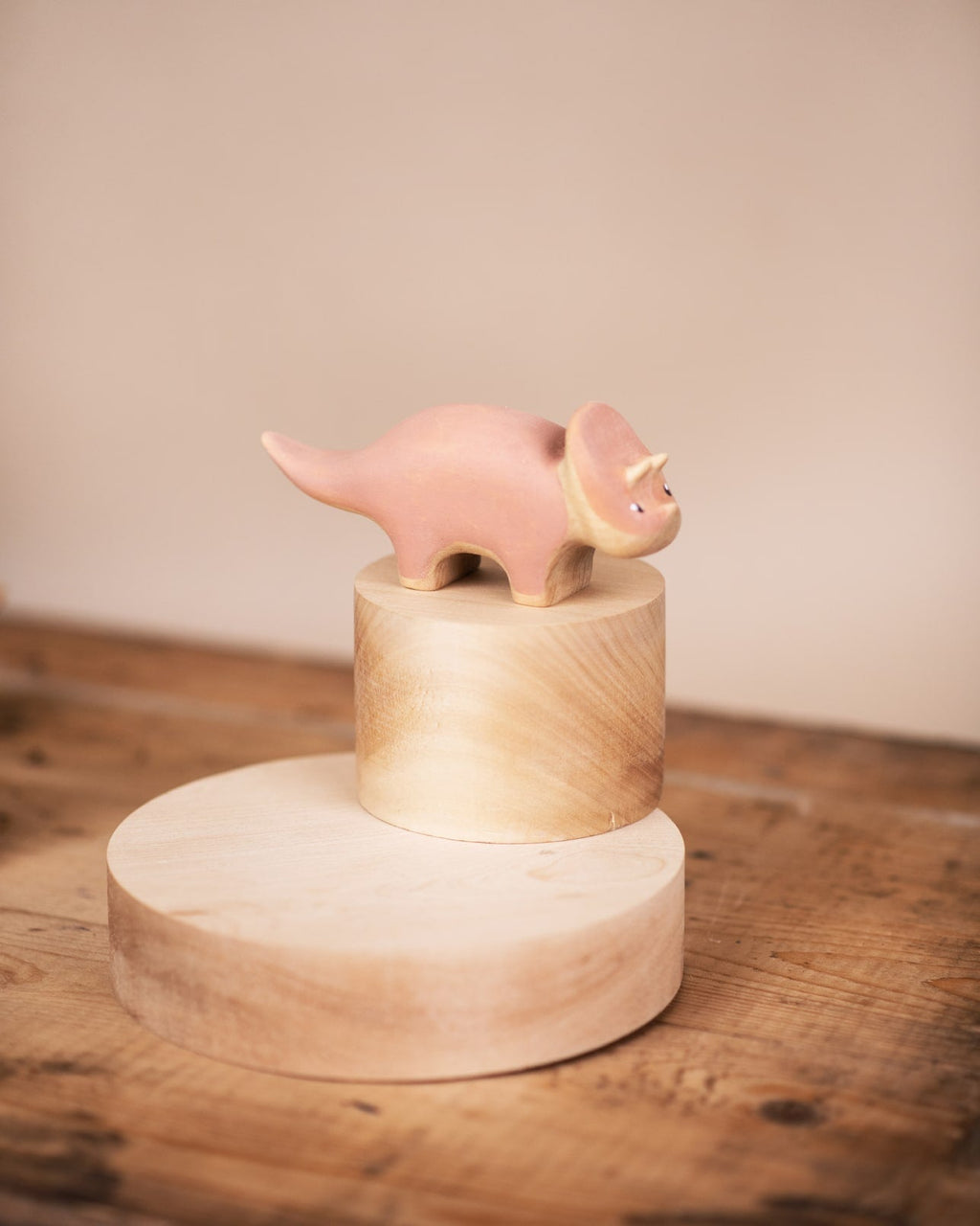 Handmade Wooden Triceratops Dinosaur