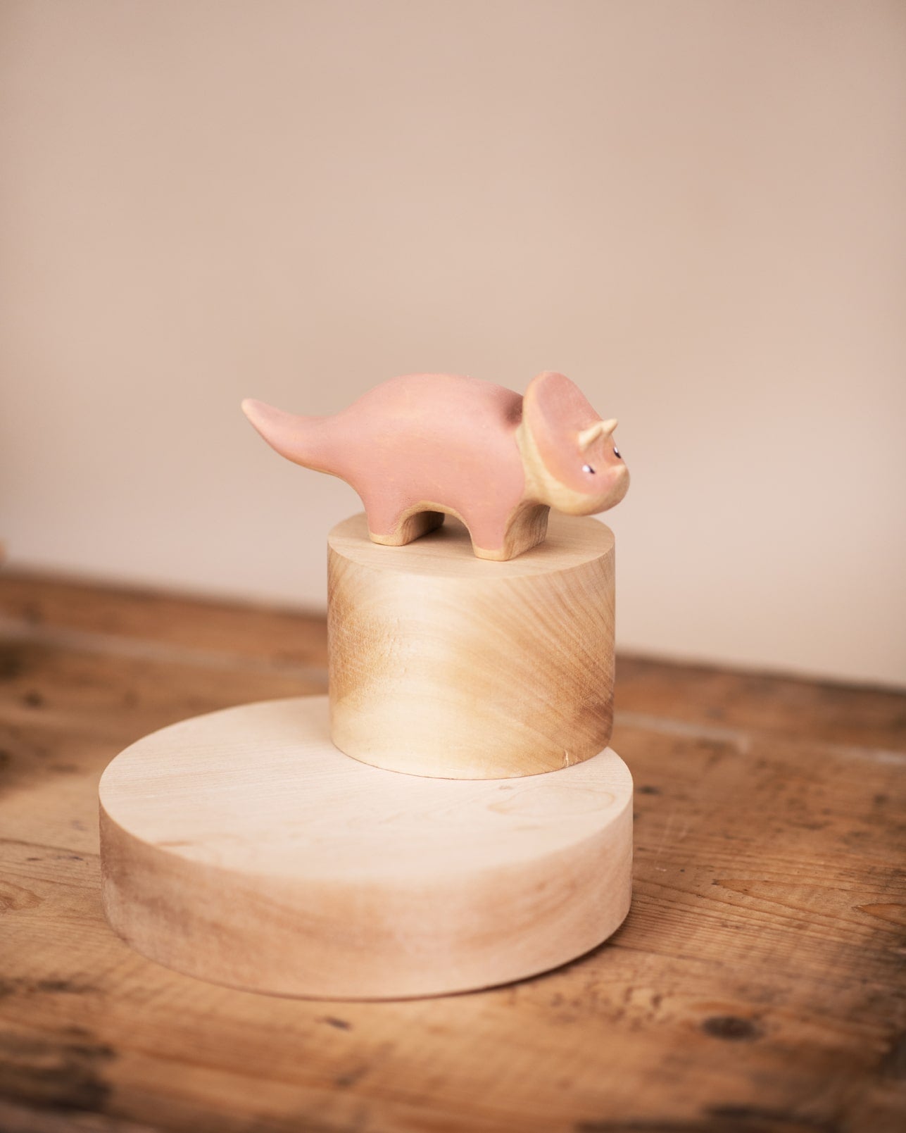 Handmade Wooden Triceratops Dinosaur