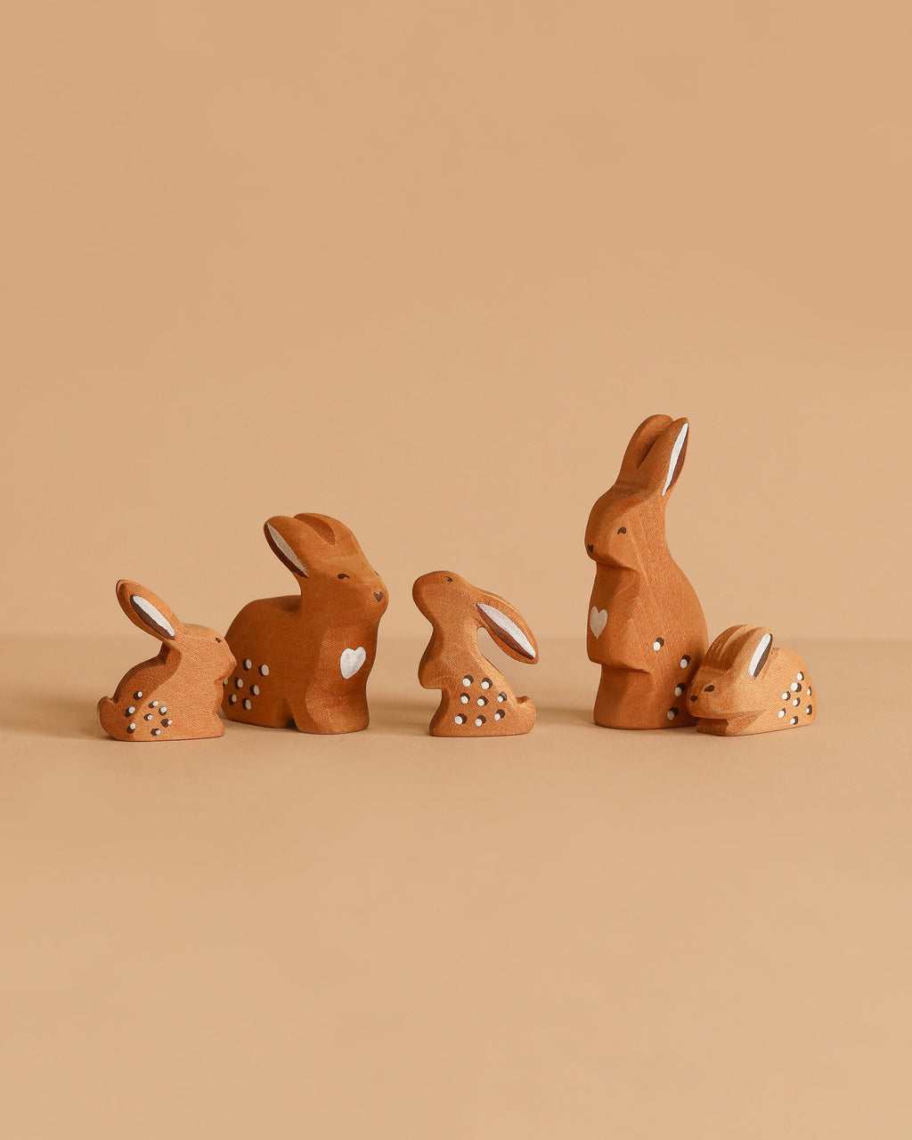 Bumbu Handmade Wooden Brown Bunny Rabbit Family Set