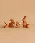 Bumbu Handmade Wooden Brown Bunny Rabbit Family Set