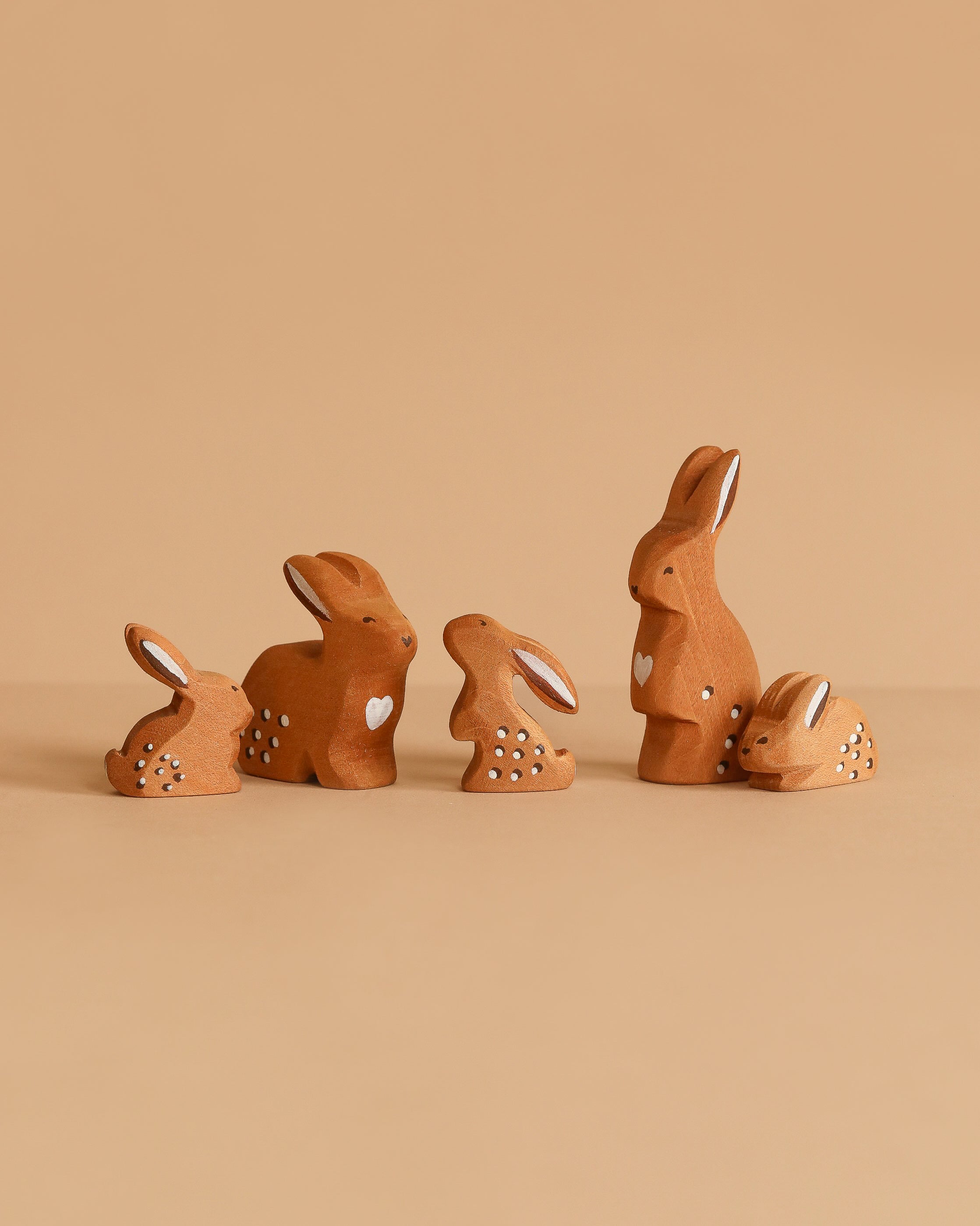 Bumbu Handmade Wooden Brown Bunny Rabbit Family Set