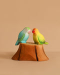 Bumbu Handmade Wooden Tree Stump and Lovebirds Set