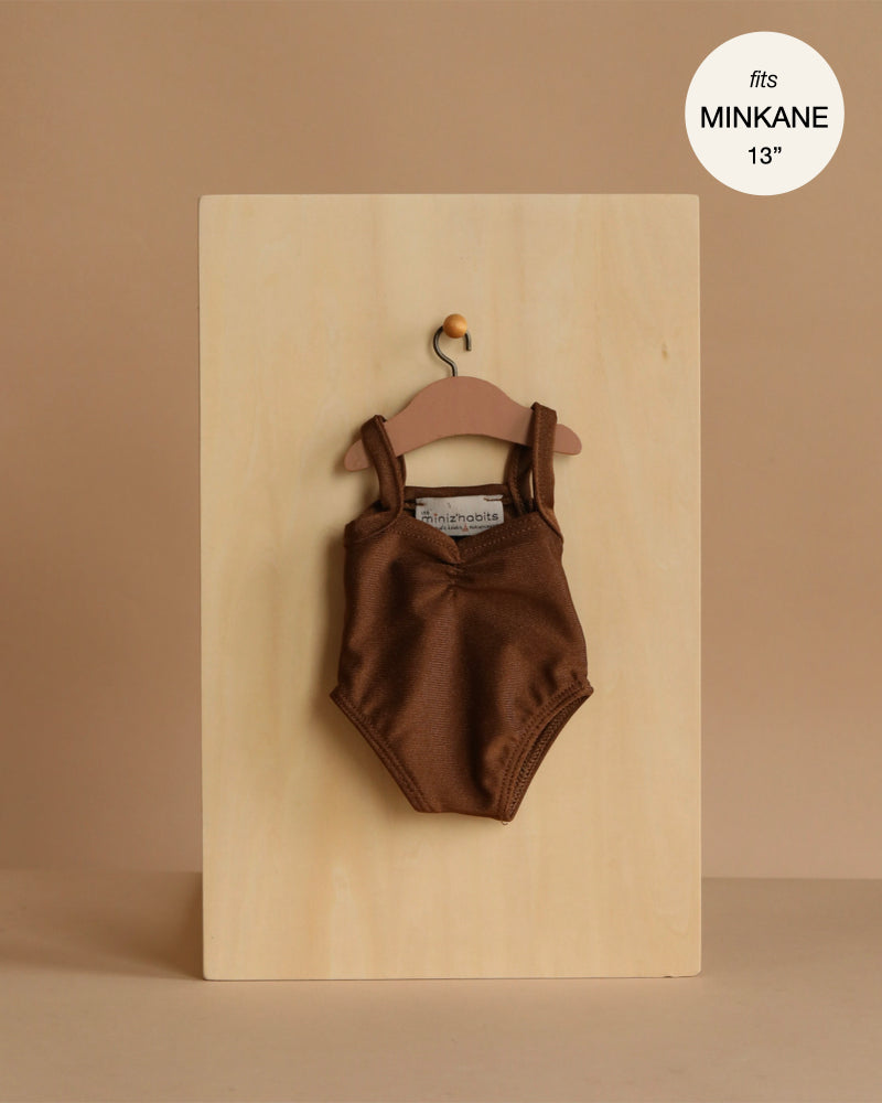 Minikane 13" Doll Clothing | Anna Leotard in Shiny Lycra - Chocolate Brown
