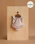 Minikane 13" Doll Clothing | Maia Ruffled Leotard in Shiny Lycra - Pink