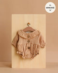 Minikane Doll Clothing | Leonore Ruffled Romper in Cotton Gauze - Mocha