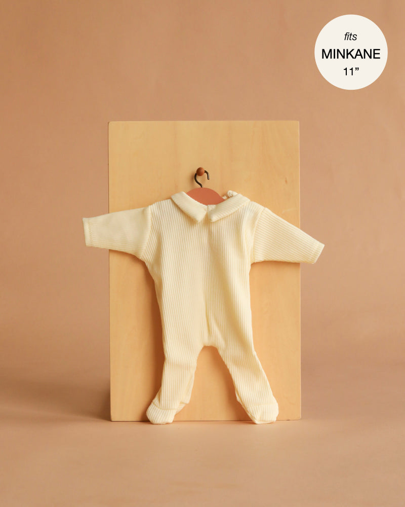Minikane 11" Doll Clothing | Sleep Well Corentin Onesie in Ribbed Knit - Cream
