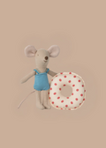Maileg Beach Mouse With Float, Little Sister - Red Dot