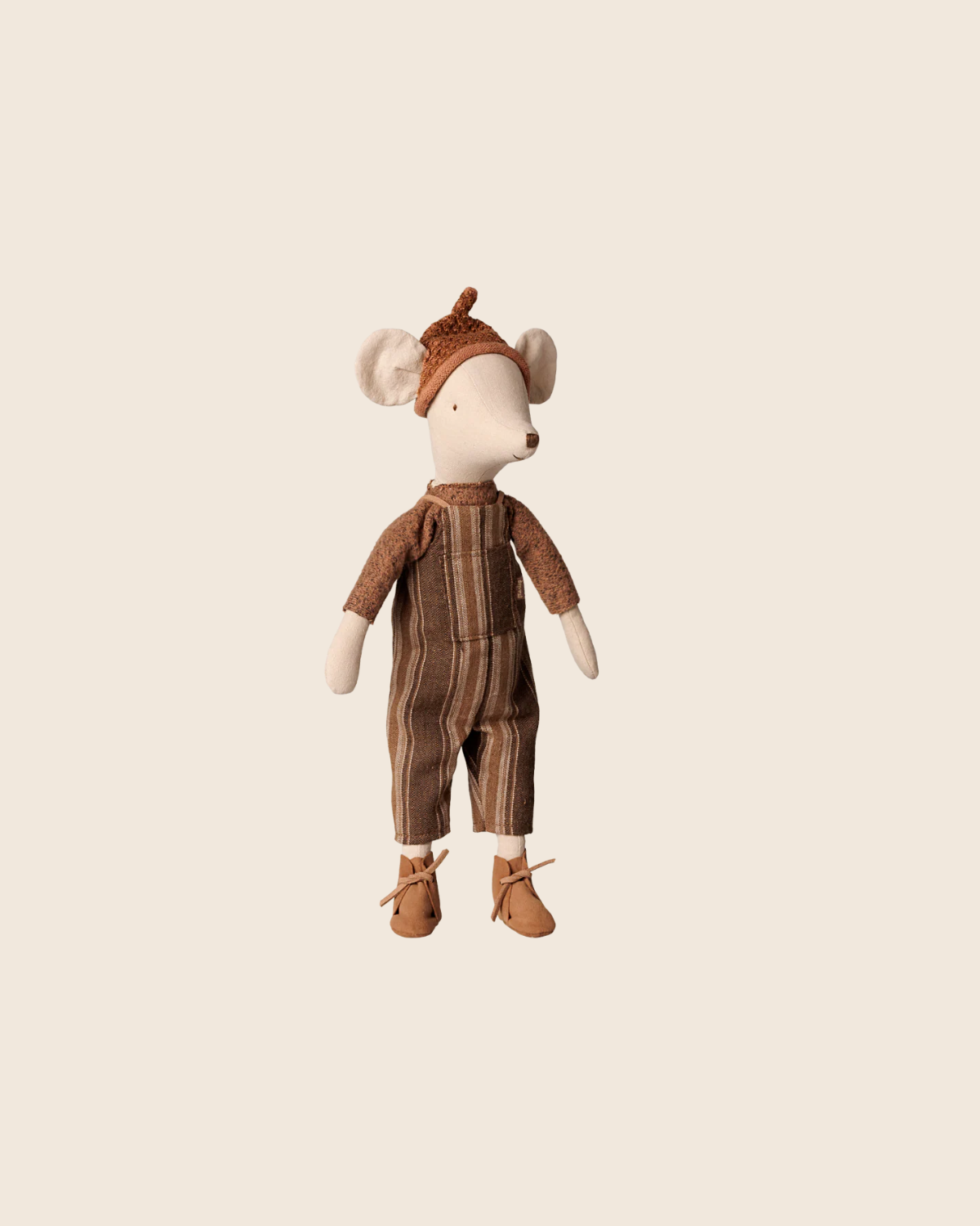 PRE-ORDER: Maileg Mouse, Medium - Overall and Sweater (Estimated Arrival Early November)