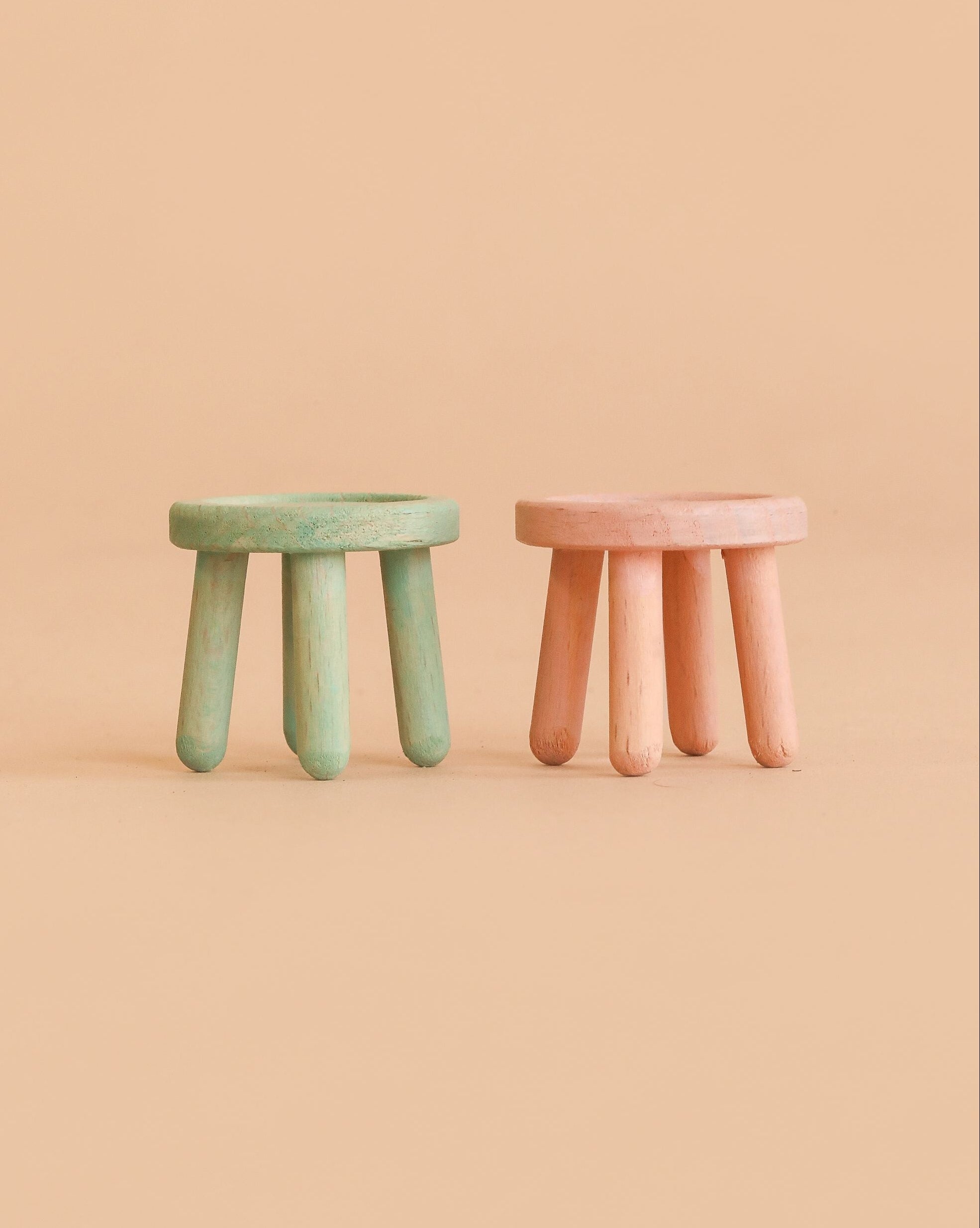 Maileg Stool Set, Mouse - Light Rose/Light Mint