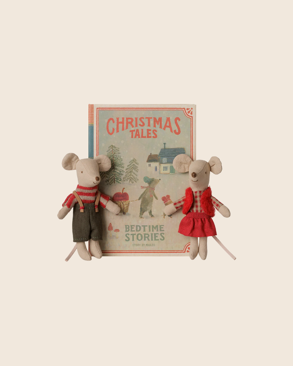 PRE-ORDER: Maileg Christmas Twin Mice, Little Sister and Brother in Book (Estimated Arrival Early September)