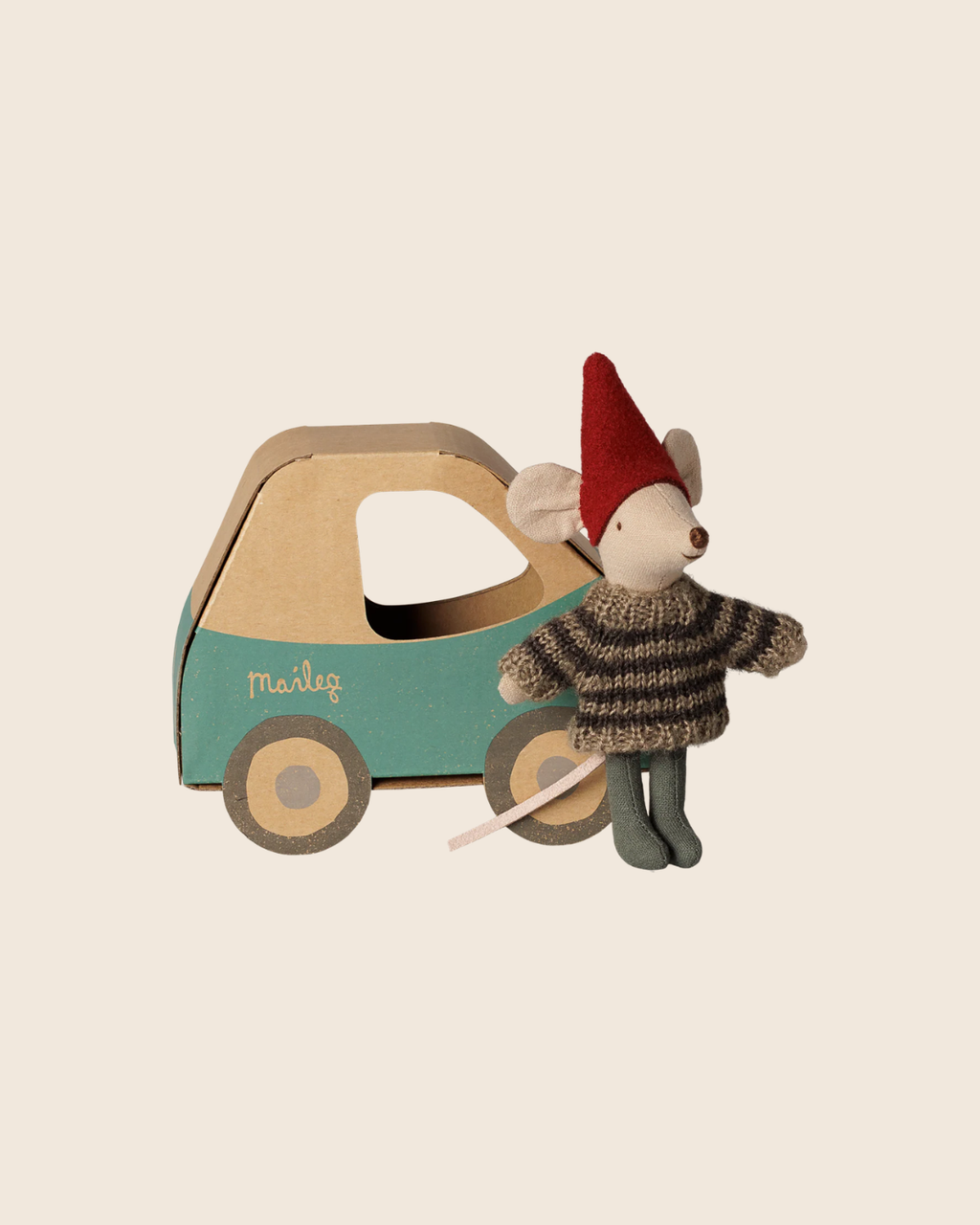 PRE-ORDER: Maileg Christmas Mouse, Little Brother in Car Box (Estimated Arrival Early November)
