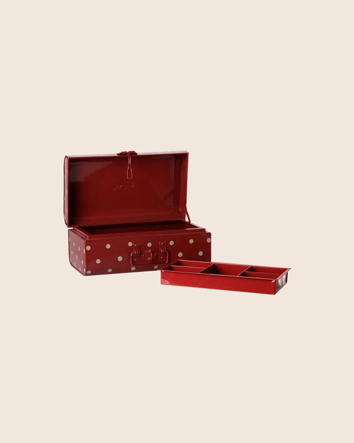 PRE-ORDER: Maileg Storage Suitcase, Small - Dark Red with Tray (Estimated Arrival Early November)