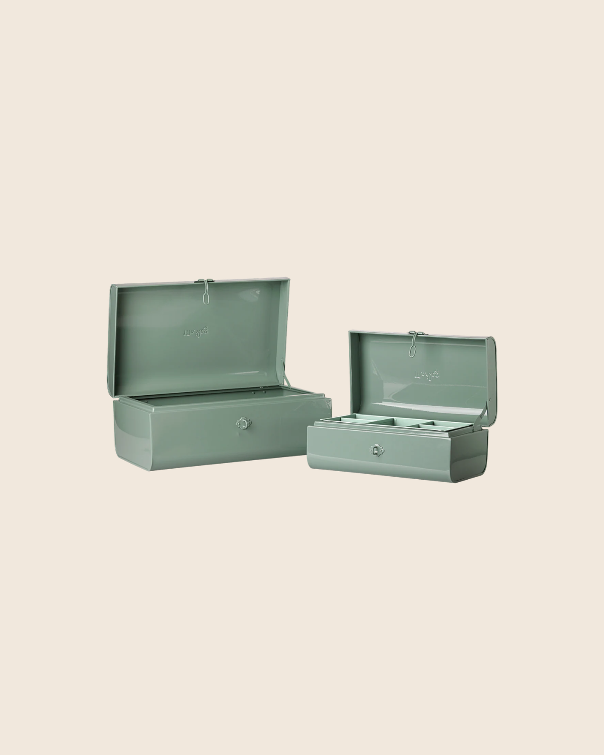 PRE-ORDER: Maileg Storage Suitcase Set - Dark Mint with Tray (Estimated Arrival Early November)