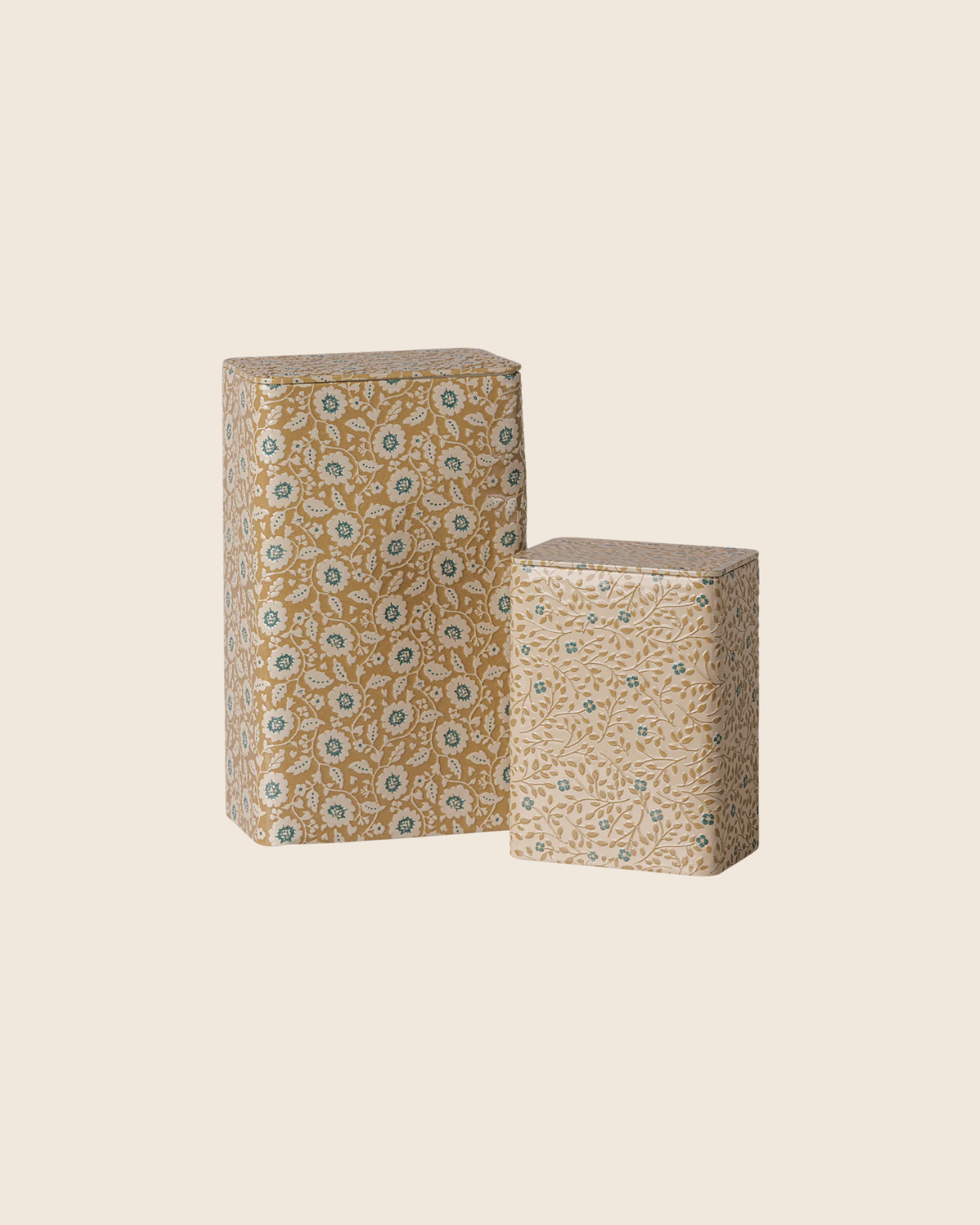 PRE-ORDER: Maileg Metal Box Set - Flowers - Ocher/Blue (Estimated Arrival Early October)