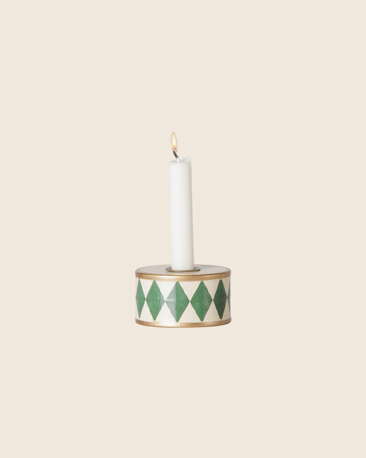 PRE-ORDER: Maileg Christmas Candle Holder, Drum - Green/Off White (Estimated Arrival Mid October)