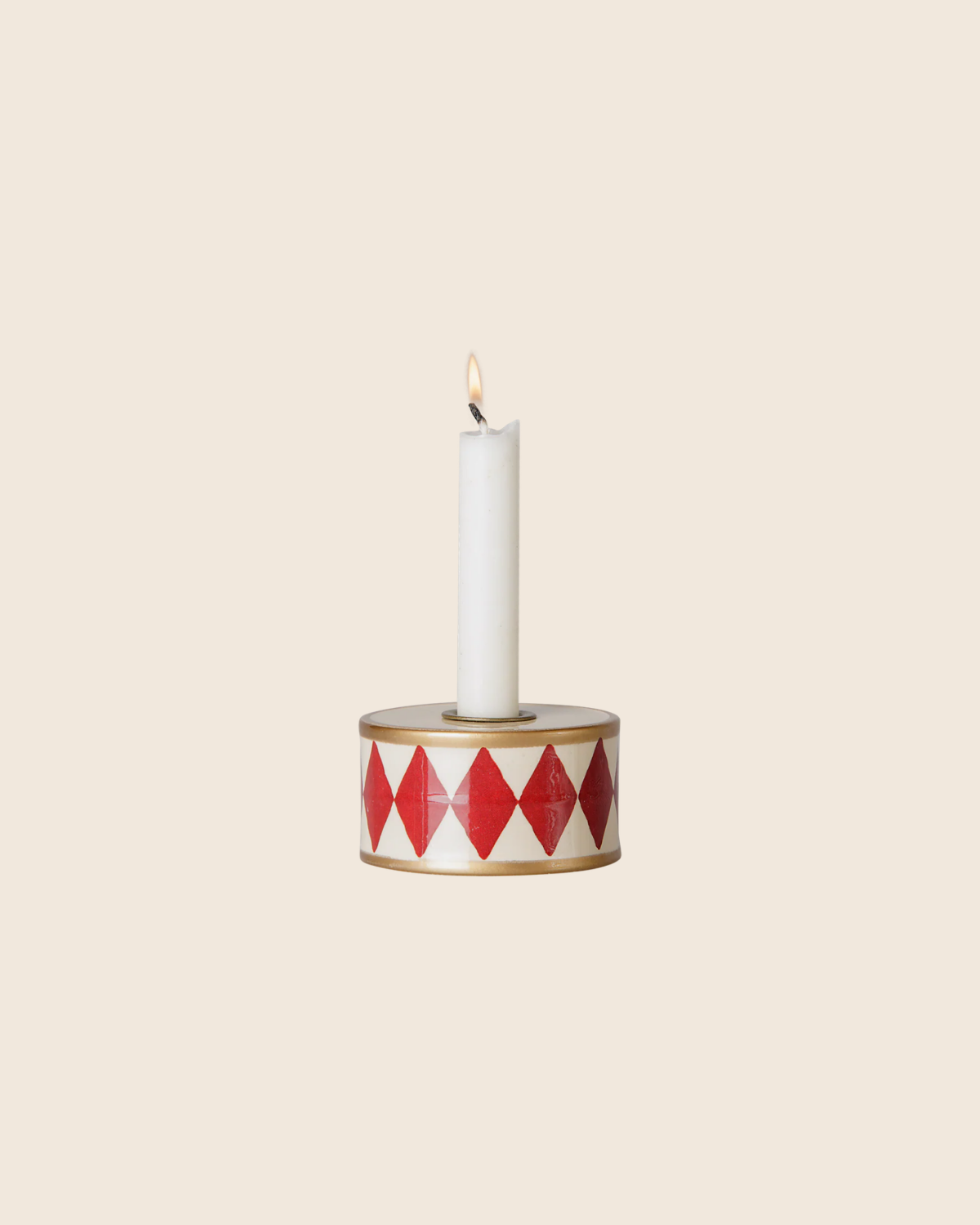 PRE-ORDER: Maileg Christmas Candle Holder, Drum - Red/Off White (Estimated Arrival Mid October)