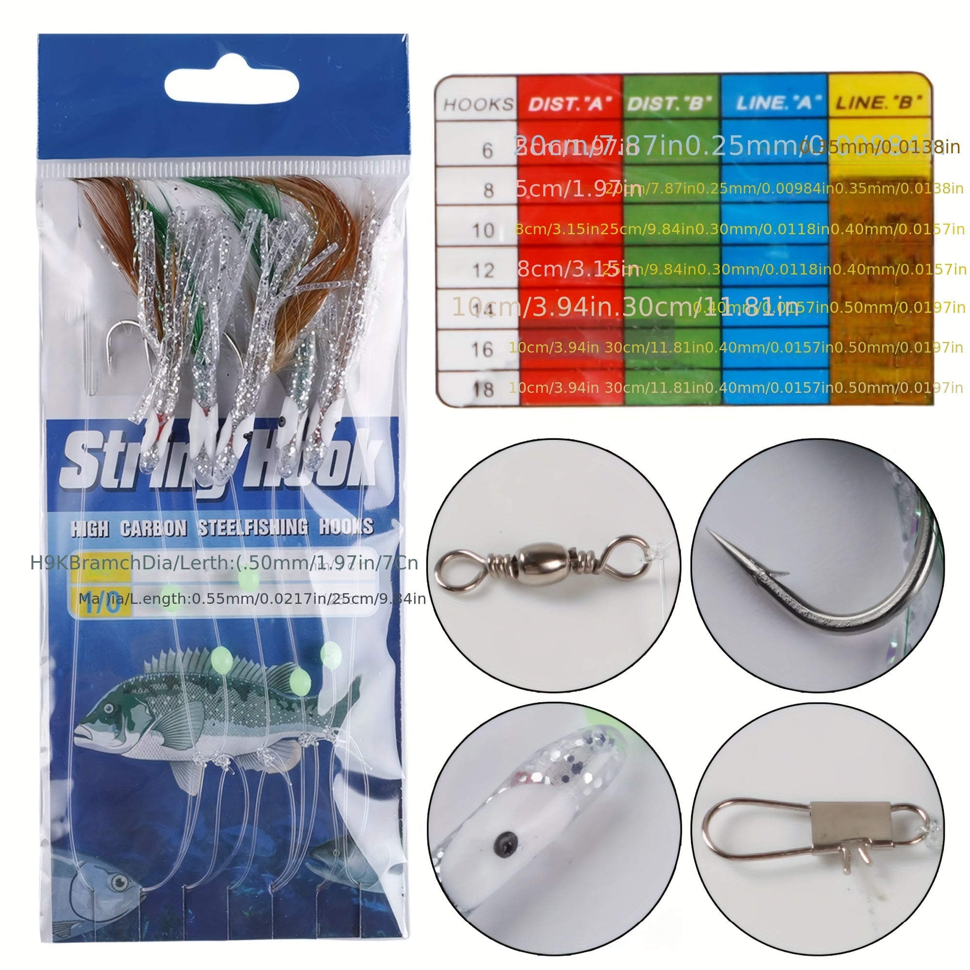 Fishing Rig Set 22 Packs Flasher Lure Bait Rigs - Glow Beads & High Carbon Hooks for Freshwater & Saltwater Trout Bass Salmon Fishing Tackle