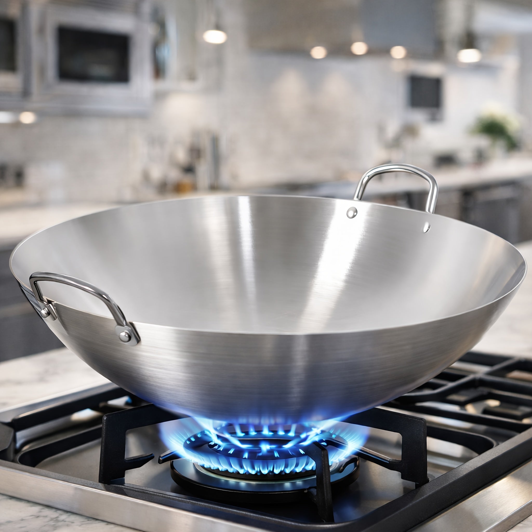 Stainless Steel Wok & Frying Pan – Non-Stick Skillet for Home Kitchen, Restaurant & Camping, Ergonomic Handle, Easy Clean, 30/36/38CM