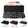 Rifle Hard Case 42 Inch Lockable with Wheels 3 Layer Foam Crushproof TSA Approved Hard Gun Case for 2 Rifles Shotguns Airsoft Guns Hunting Shooting Sport Storage