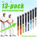 Midsize Golf Grips Set 13 Pack – All Weather Hybrid Rubber Golf Club Grips with Ecological Yarn Thread Technology, Multiple Colors, Fits Full Set of Clubs (Black, White, Red, Orange, Yellow, Blue, Gray)