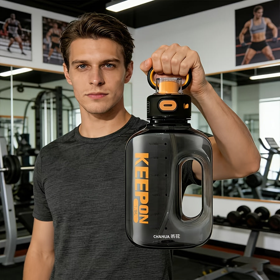 Large Sports Water Bottle with Straw Lid Handle 1500ml 2200ml Leak-Proof Lockable Food-Grade PP PC Hydration Bottle for Gym Fitness Hiking Camping Travel School