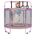 60 Inch Kids Trampoline 6-in-1 with Safety Net Enclosure, Basketball Hoop, Swing, Dart Board & Gymnastic Rings – Indoor Outdoor Toddler Trampoline for Boys Girls, 5ft Fun Activity Center