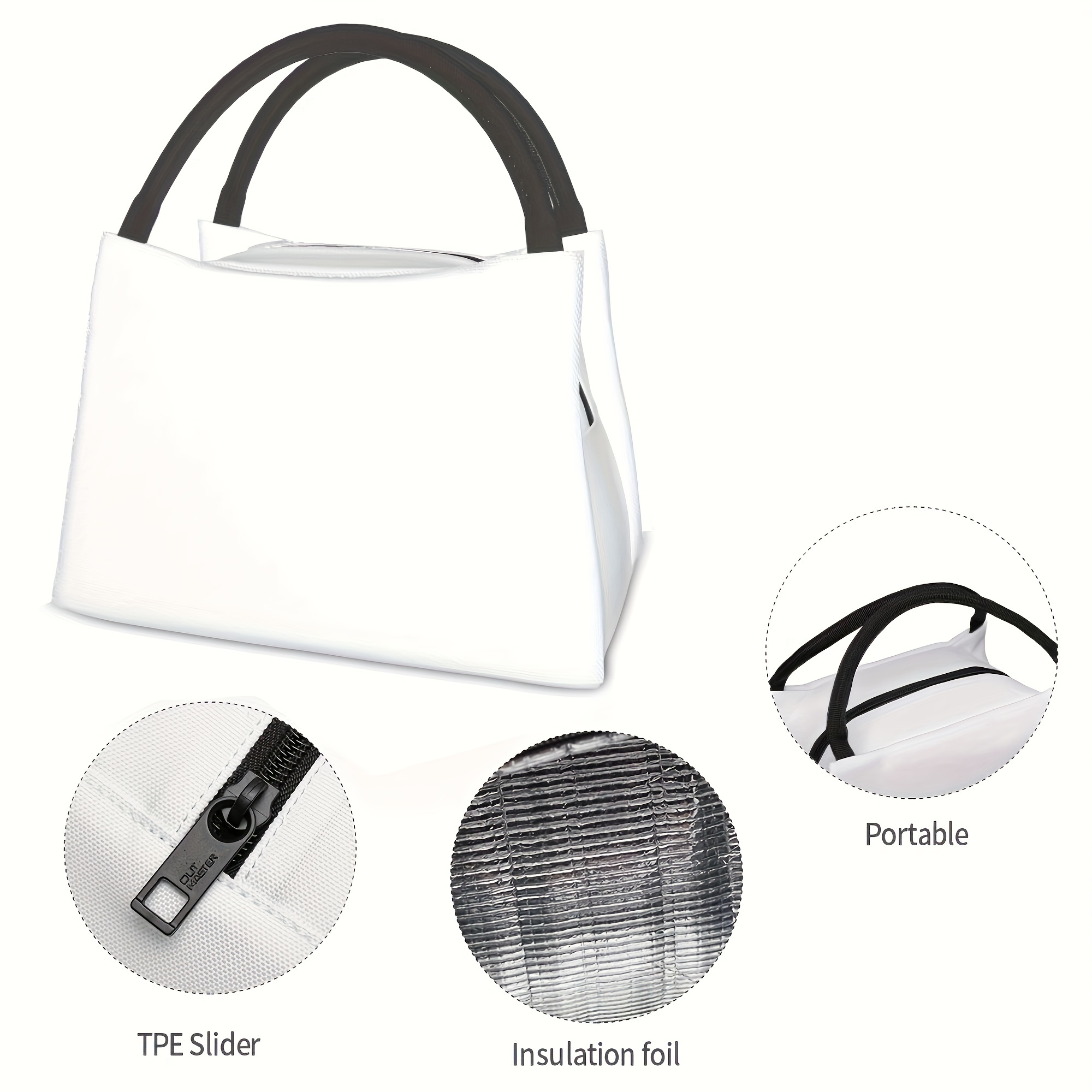 Insulated Lunch Bag Reusable Polyester Tote 11x6.5x7 In – Leakproof Thermal Cooler Bag for Work, Office, School, Camping, Picnic & Beach, Lightweight & Durable Everyday Lunch Carrier for Men & Women
