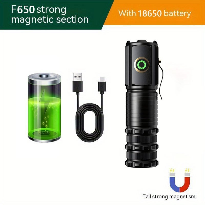 2000 Lumens Mini EDC Flashlight – Rechargeable 18650 Lithium Type-C, 4 Dimming Modes & Turbo, 300M Beam, Compact Pocket Torch for Camping, Hiking & Emergencies (Short/Long, Black/Classic)