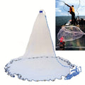 Throw Cast Net 8FT 10FT Transparent Thread Nylon Mesh 3/8in, Galvanized Zinc Sinkers 26ft PE Braid Hand Line No-Ring Design for Shrimp Bait Trapping Pond River Saltwater Fishing