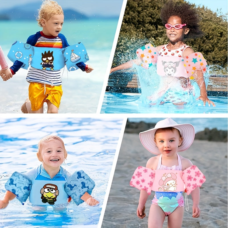 Kids Swim Vest Toddler Arm Floaties Cute Cartoon Print Adjustable Straps Nylon 20-66lbs Ages 2-9 for Pool Beach Learning to Swim