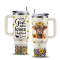 40oz Stainless Steel Tumbler with Handle and Lid - Cow Print Insulated Travel Cup for Hot & Cold Drinks, Double Wall Vacuum Tumbler for Camping, Sports & Outdoor Use, Cute Cow Lover Gift for Birthday & Holiday